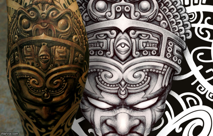 Aztec Warrior Sleeve Tattoo - ₪ AZTEC TATTOOS ₪ Warvox Aztec Mayan Inca  Tattoo Designs