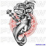 Axolotl Aztec Salamander Tattoo Design