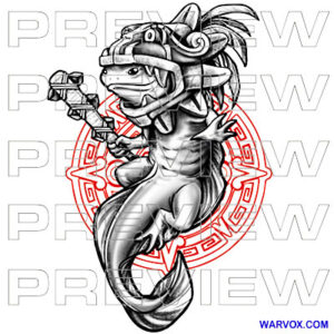 Axolotl Aztec Salamander Tattoo Design