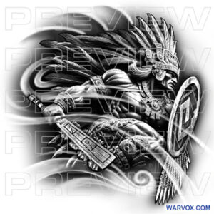 Aztec Warfare amazing warrior Arm Tattoo Design by warvox drawings