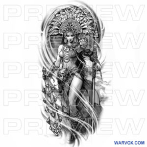 Aztec warrior woman tattoo design warvox sketch download