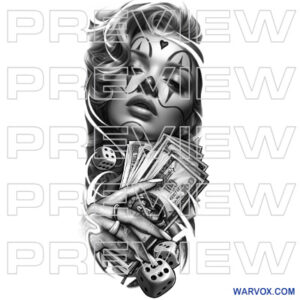 Chicano Payasa Clown Girl with Money Tattoo Design warvox