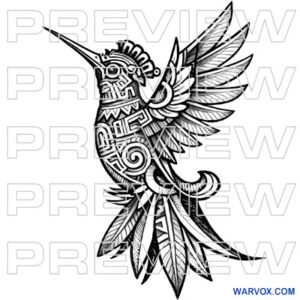 Huitzilin Hummingbird Art Tattoo Design warvox stencil download drawings