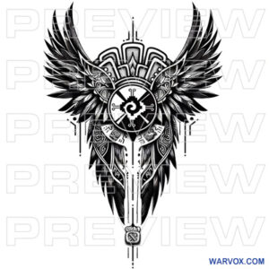 Hunab Ku Winged Shield Tattoo Design warvox aztec ideas