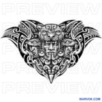 Jaguar PreHispanic Warrior Tattoo Drawing tribal bacl full for men