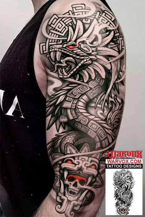 Mayan Kukulkan Aztec Quetzalcoatl full Sleeve Tattoo