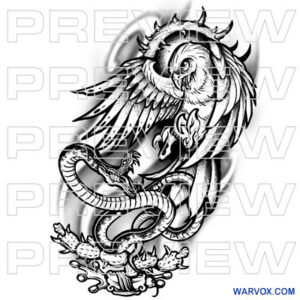 Mexican Emblem Golden Eagle with Snake Tattoo warvox buy download