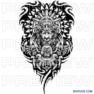 Awesome Mictlantecuhtli with tribal Tattoo Design aztec maya god