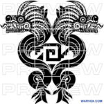 Quetzalcoatl double-headed feathered serpent tribal tattoo design INSTANT DOWNLOAD