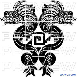 Quetzalcoatl double-headed feathered serpent tribal tattoo design INSTANT DOWNLOAD