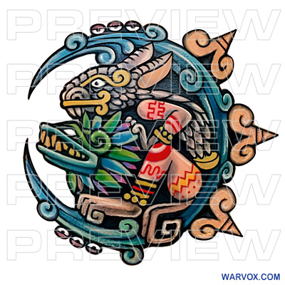 Quetzalcoatl god Neo Traditional colorful tattoo design by warvox