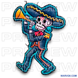 Realistic Embroidery Mariachi Calavera Tattoo Design sketh small buy colorful