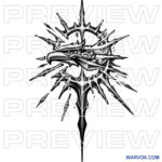 Aztec Stone Eagle Head with Sun Tattoo design Aztec ancient art drawing by warvox