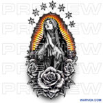 Stunning Virgen de Guadalupe Tattoo Design chicano latino mexico sketch drawing download buy warvox