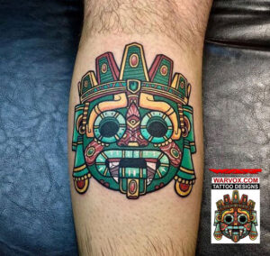 Tlaloc Aztec God Neotraditional Tattoo Tesign - Aztec Tattoo Ideas