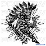 Tribal Warrior with Macuahuitl Tattoo Design warvox tattoo ideas latino chicano