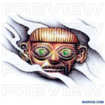 Golden Face Tattoo Design