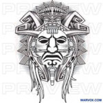 Warrior Mask Aztec Tattoo Design