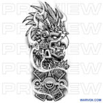 Aztec Eagle Warrior Sleeve tattoo design warvox drawings