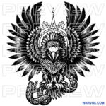Aztec Eagle with Snake Tattoo Artmexican stencil drawing