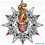 Aztec Heart Fire Tattoo Drawing warvox color small tatoo drawing ideas