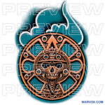 aztec tonatiuh green jade small Tattoo Design warvox instant download maya skull small tattoo hand