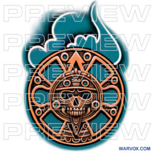 aztec tonatiuh green jade small Tattoo Design warvox instant download maya skull small tattoo hand