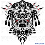 aztec tribal mask tattoo design warvox