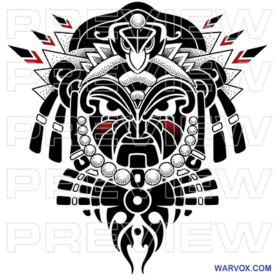 aztec tribal mask tattoo design warvox