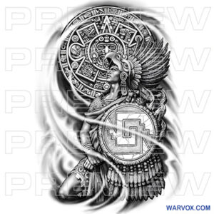 aztec emperor cuauhtemoc tattoo design by warvox