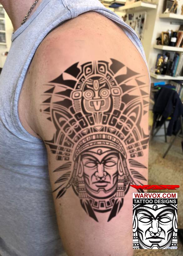 Aztec Emperor Tribal Tattoo Sleeve - ₪ AZTEC TATTOOS ₪ Warvox Aztec Mayan  Inca Tattoo Designs