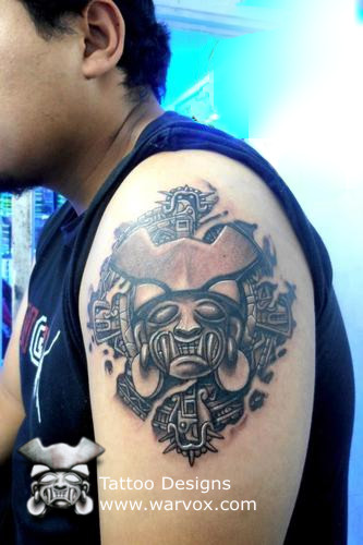mayan jaguar mask tattoo