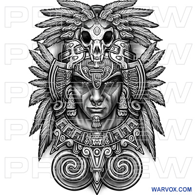 Aztec Warrior Face with Headdress Tattoo - ₪ AZTEC TATTOOS ₪ Warvox Aztec Mayan Inca Tattoo Designs