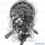 aztec warrior tattoo design maya solfier by warvox