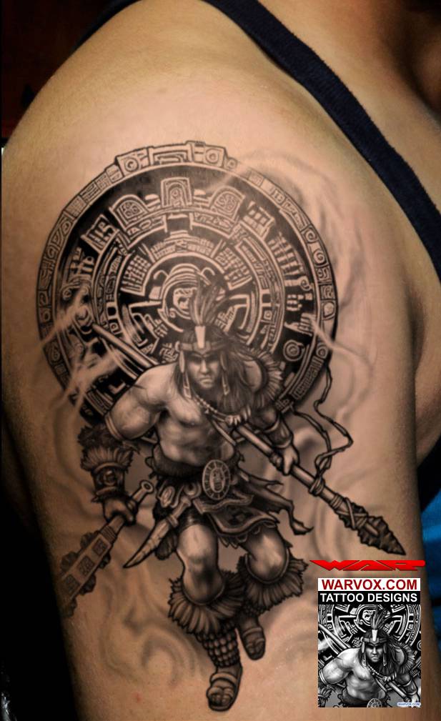 Aztec Warrior Tattoo Design - ₪ AZTEC TATTOOS ₪ Warvox Aztec Mayan Inca  Tattoo Designs