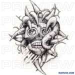 Tezcatlipoca Mask Tattoo Design
