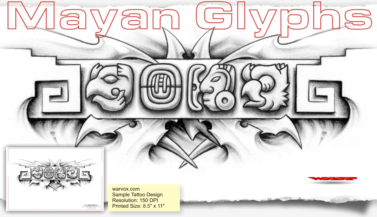 Custom Mayan Glyphs Tattoo - ₪ AZTEC TATTOOS ₪ Warvox Aztec Mayan