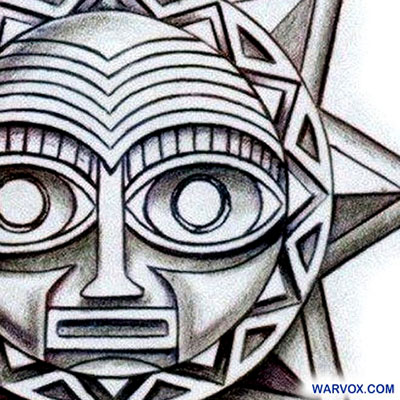Aztec Moon & Sun Tattoo Design - ₪ AZTEC TATTOOS ₪ Warvox Aztec Mayan Inca Tattoo  Designs