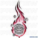 Stone Head Tattoo Design