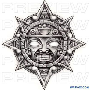 Aztec Sun Tattoo design by warvox
