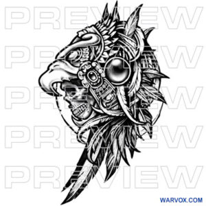 Eagle Warrior Skull Headdress Tattoo Design sketch drawing dpwnload