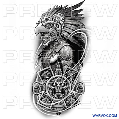 eagle warrior prehispanic azrec maya soldier tattoo design warvox