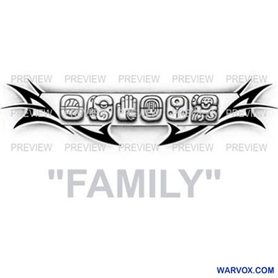 family mayan glyphs tattoo design