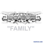 family mayan glyphs tattoo design