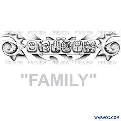 family mayan glyphs tattoo design