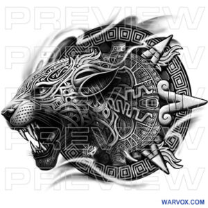 fierce jaguar aztec mexican tattoo design warvox