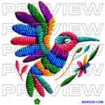 huitzilin aztec hummingbird embroidery style tattoo design