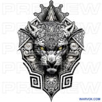 aztec jaguar full back tattoo desifn warvox instant download buy