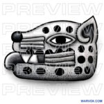 jaguar small Glyph aztec maya tattoo design warvox