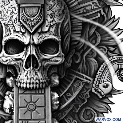 Macuahuitl Weapon with Skull Tattoo Design - ₪ AZTEC TATTOOS ₪ Warvox ...